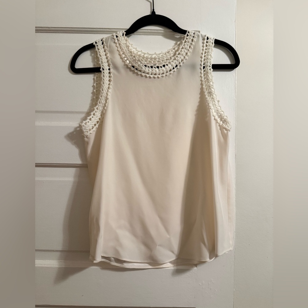 Elegant Ivory 100% Silk Sleeveless Blouse